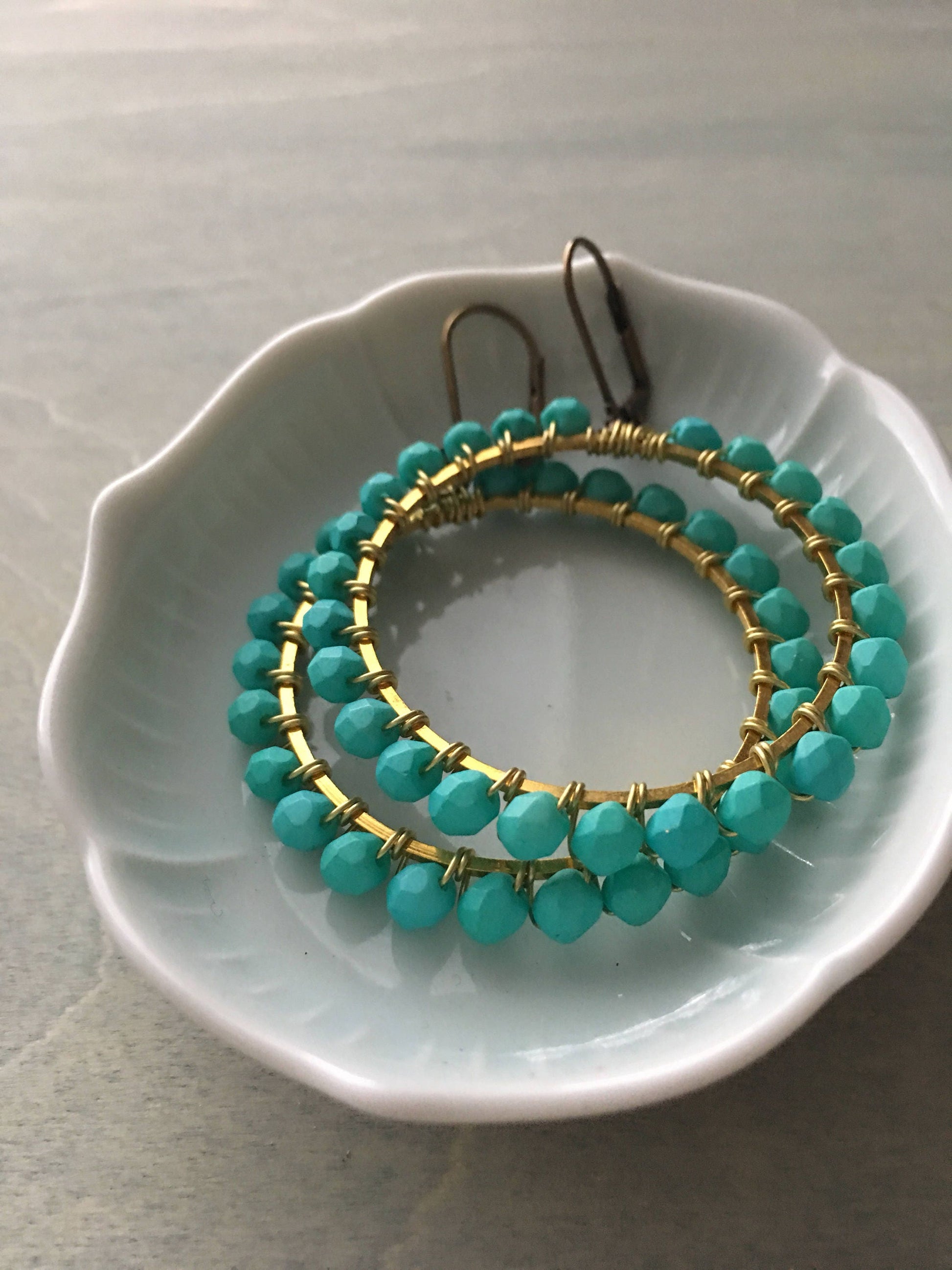 Matte turquoise hoops