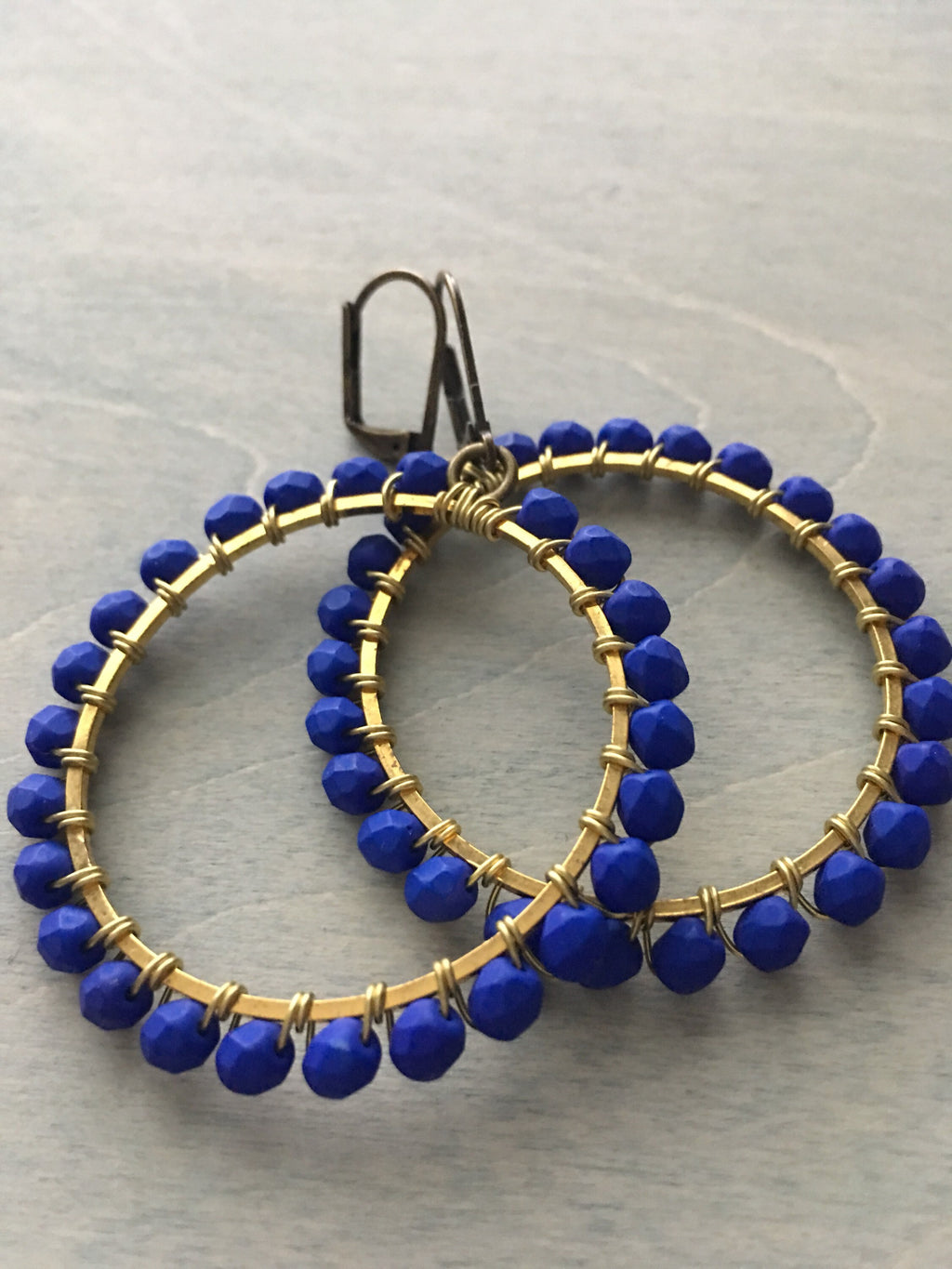 Indigo blue hoop earrings