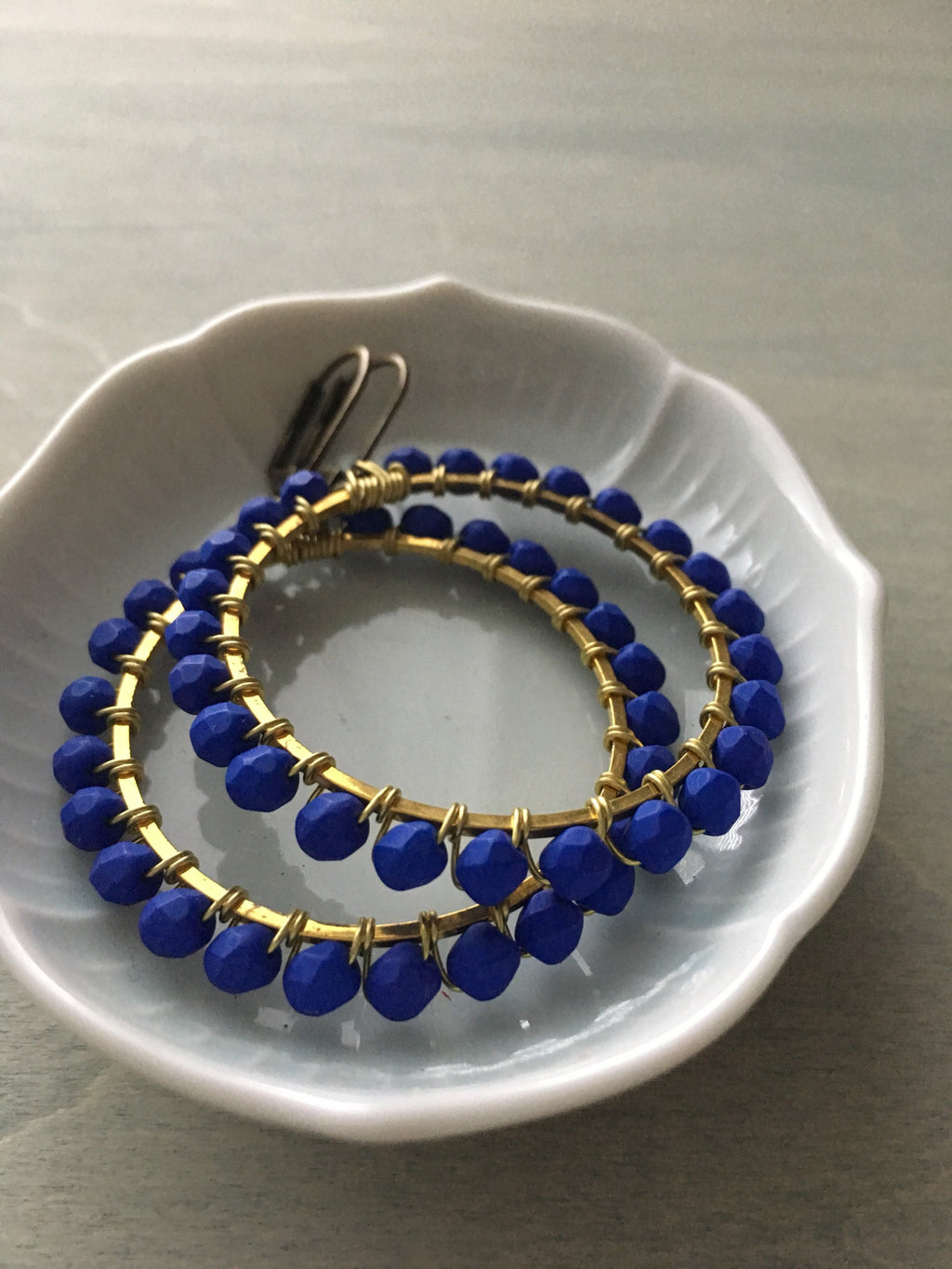 Indigo blue hoop earrings