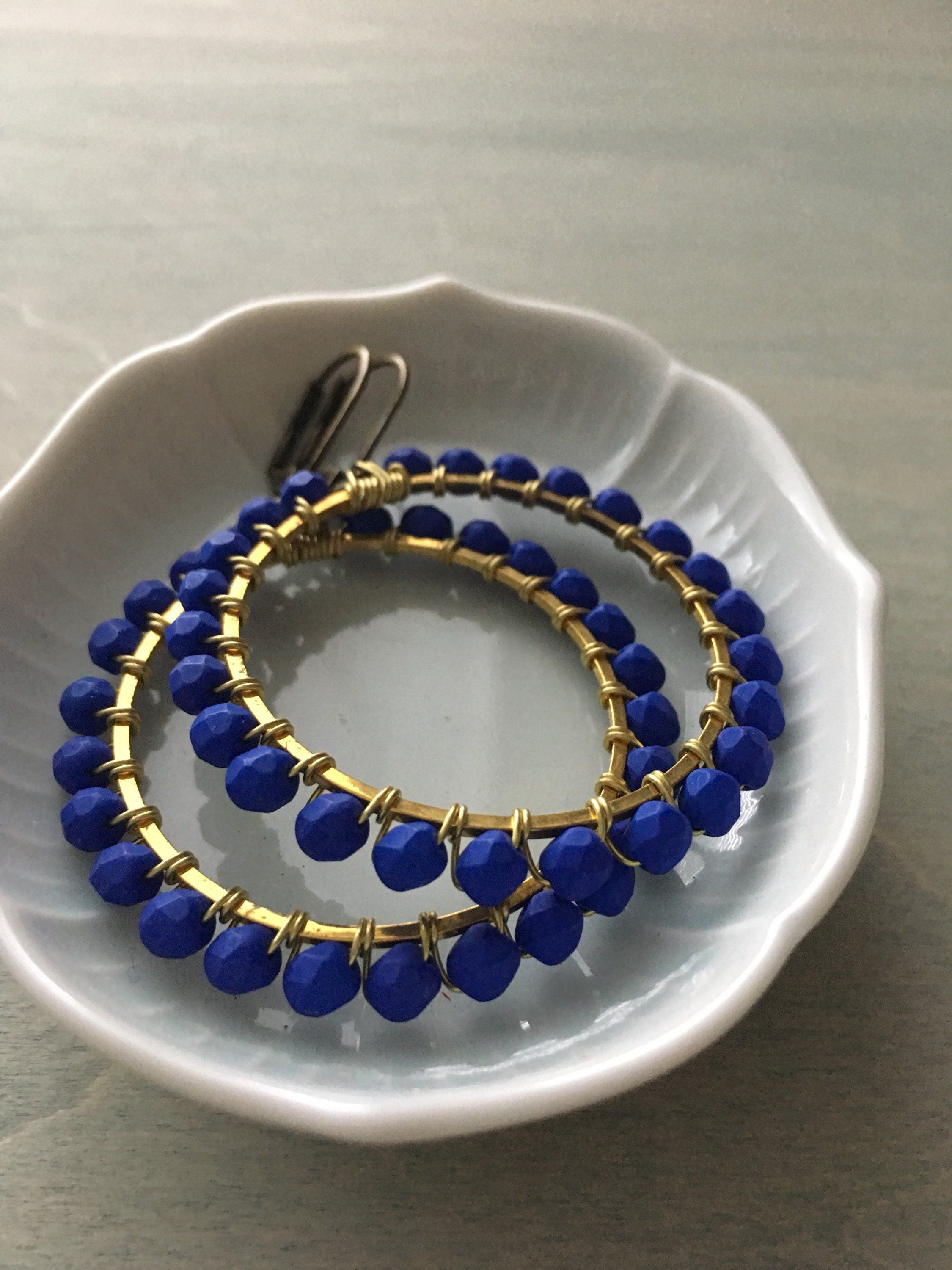 Indigo blue hoop earrings