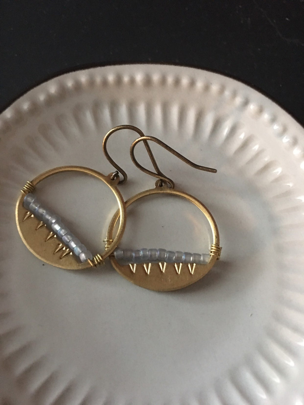 Grey sky mountain  earrings