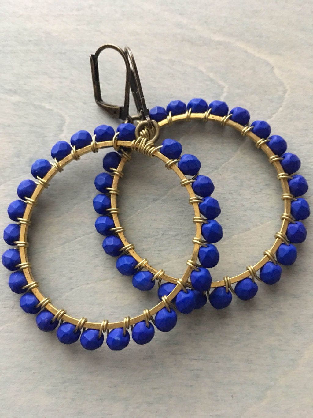 Indigo blue hoop earrings