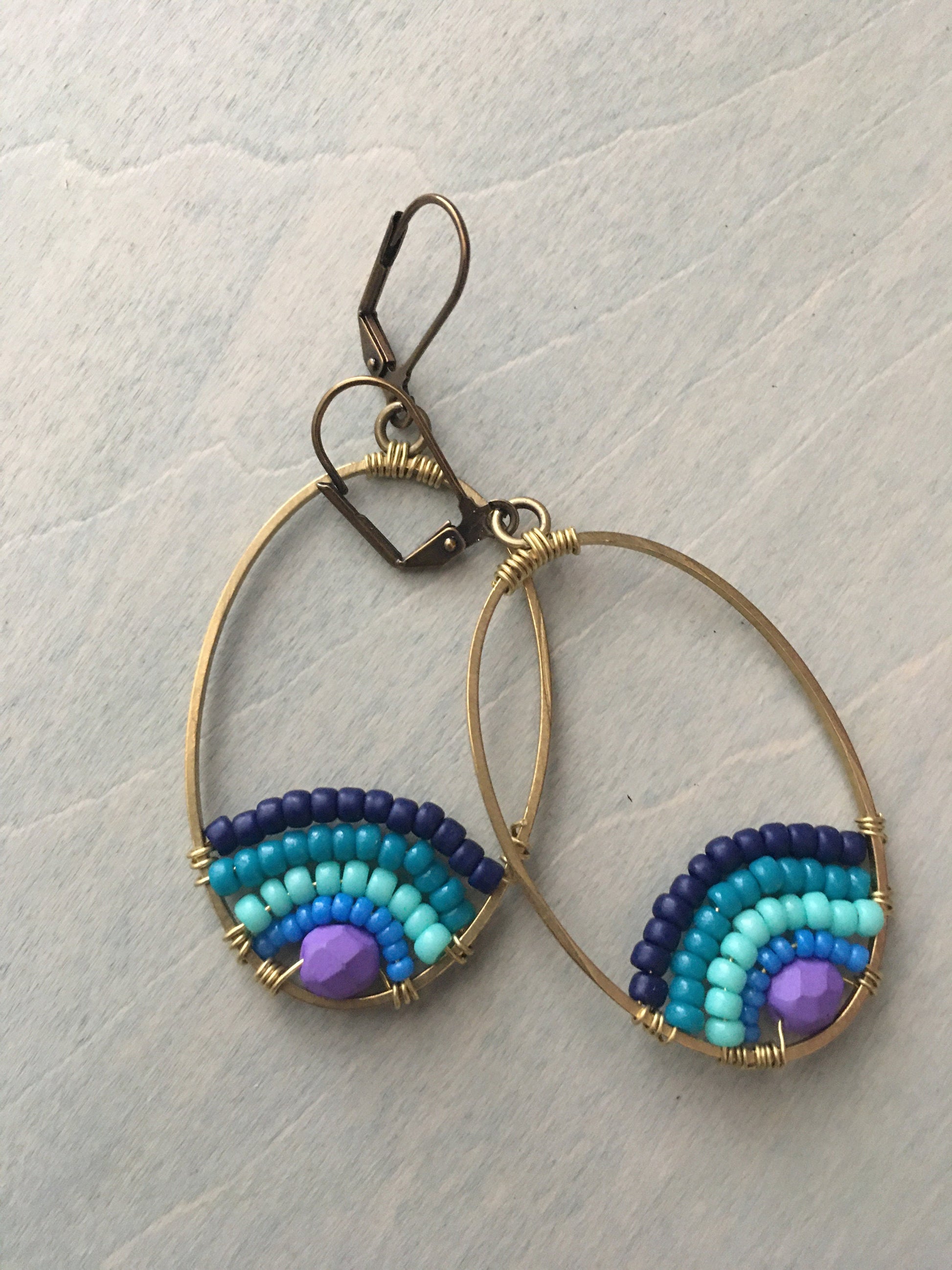Ark rainbow earrings -navy/purple/ turquoise/teal
