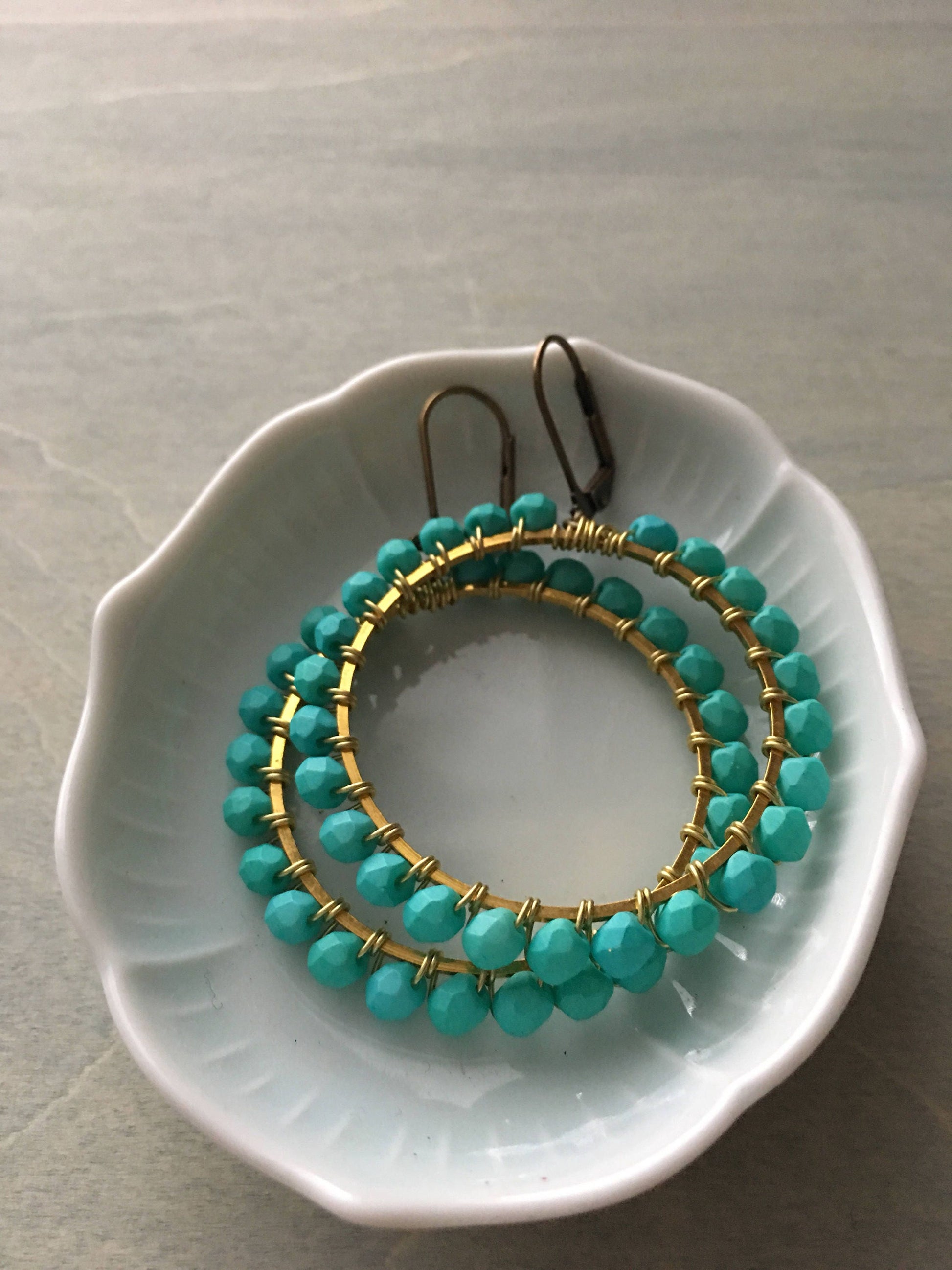 Matte turquoise hoops