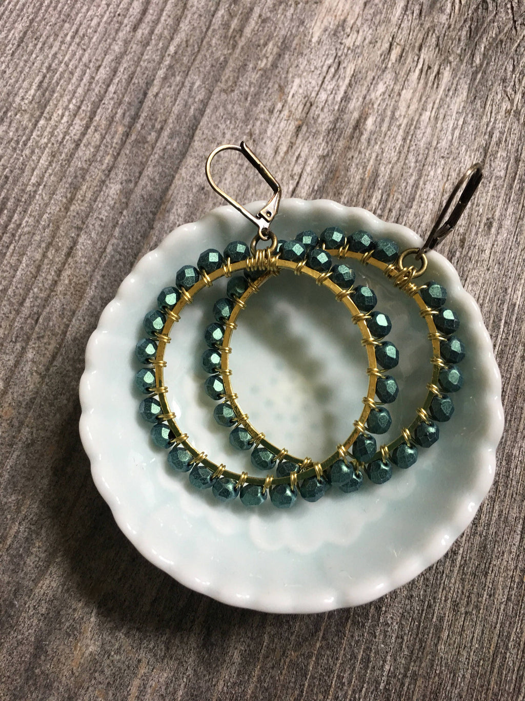 Green mermaid  hoops
