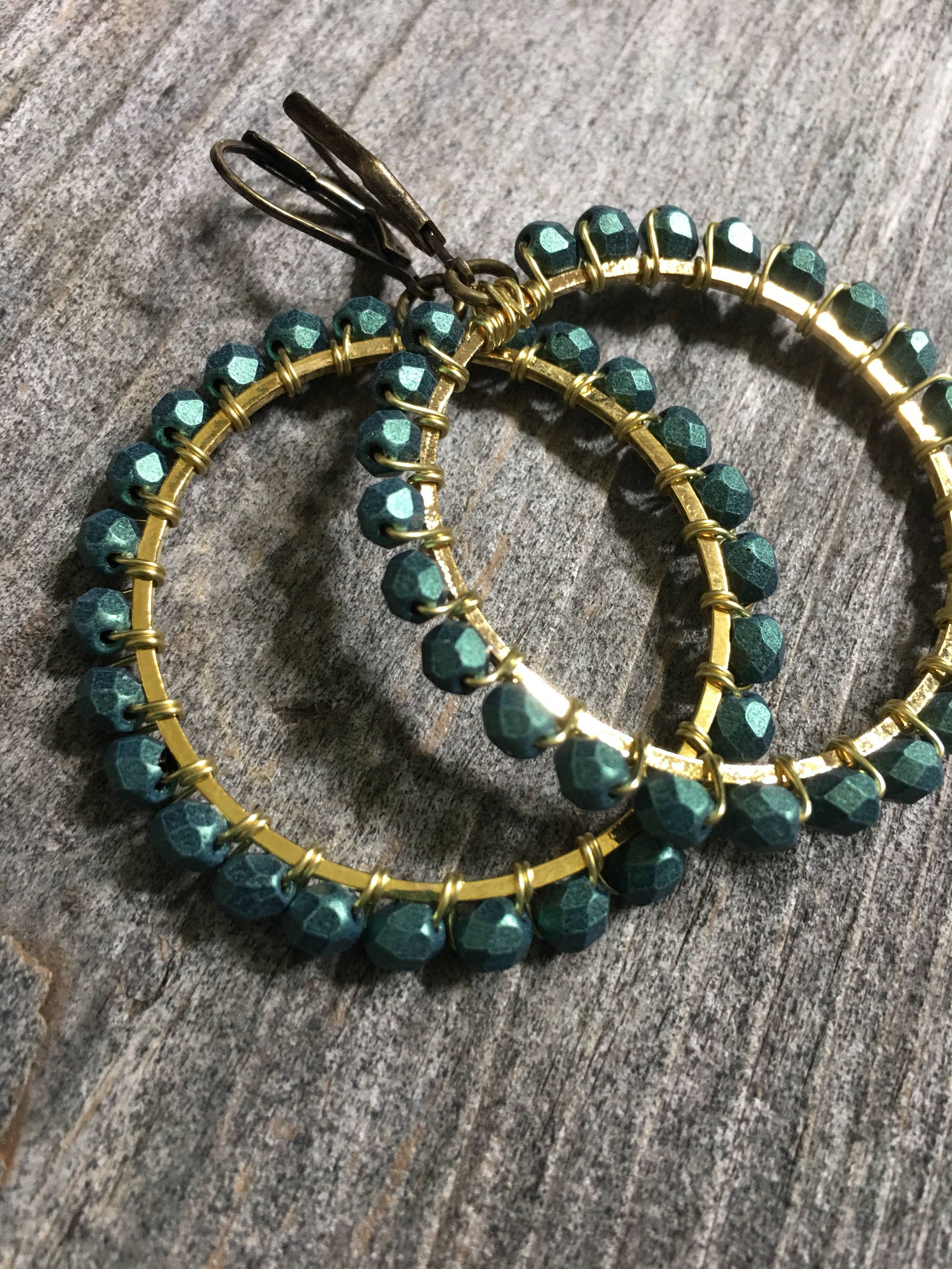 Green mermaid  hoops