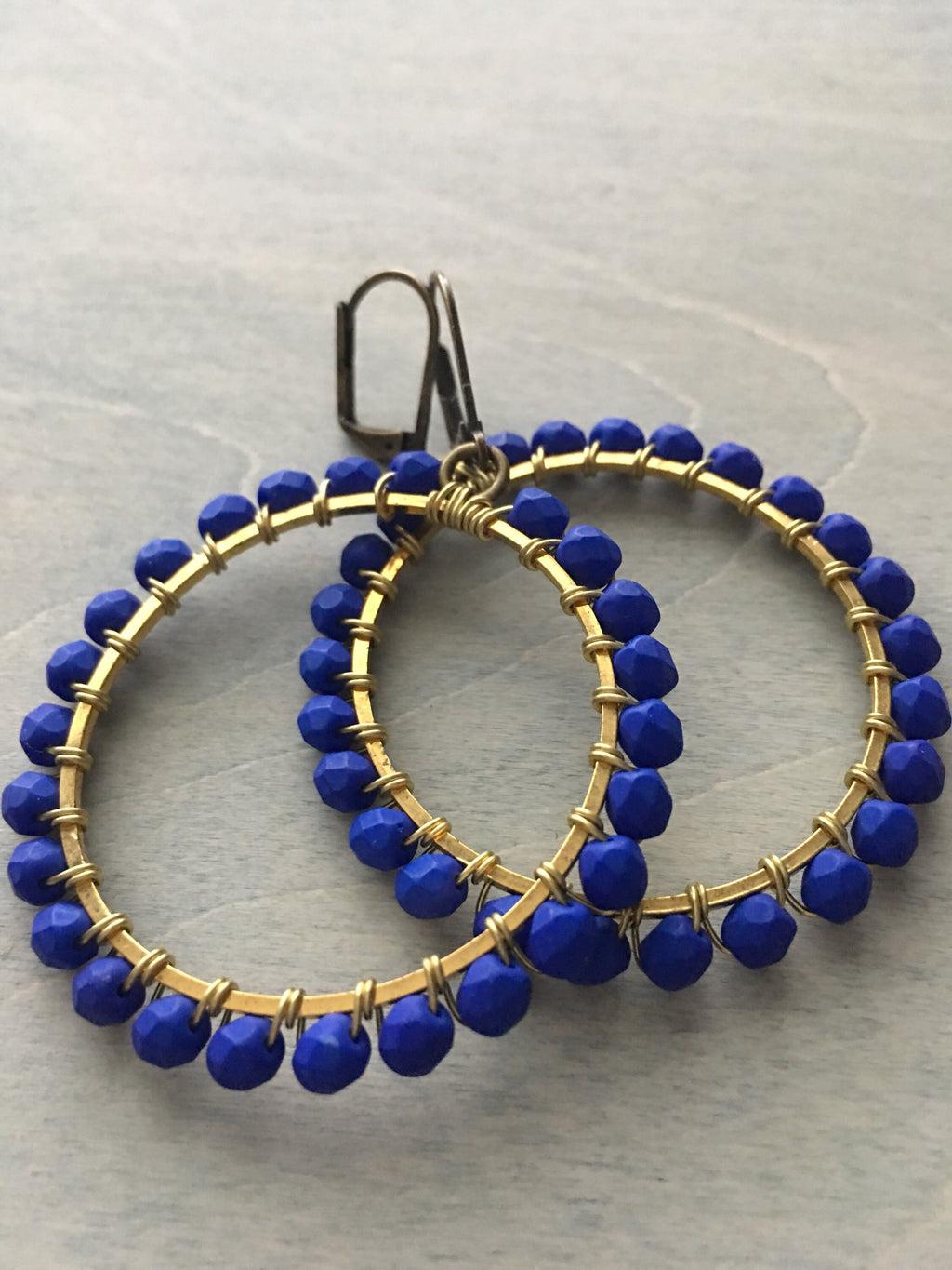 Indigo blue hoop earrings