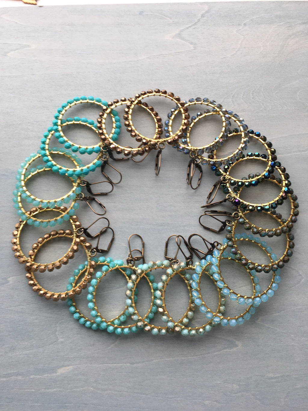 Matte turquoise hoops