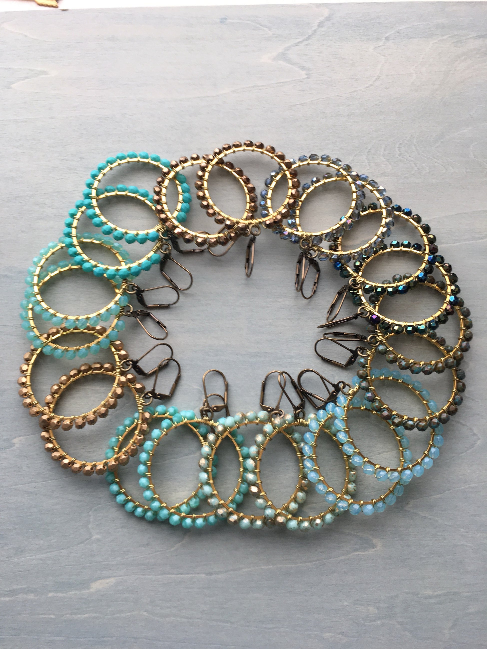 Matte turquoise hoops