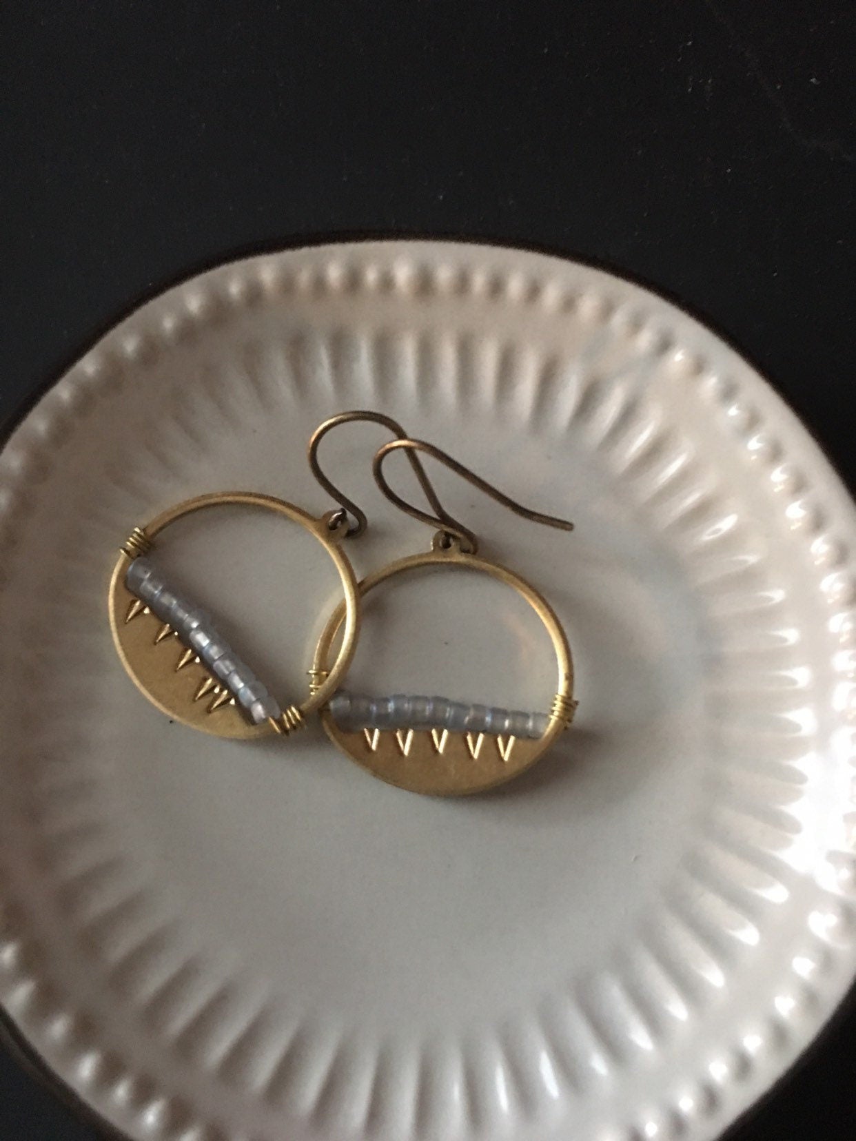 Grey sky mountain  earrings