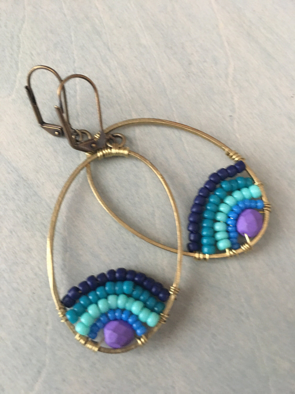 Ark rainbow earrings -navy/purple/ turquoise/teal