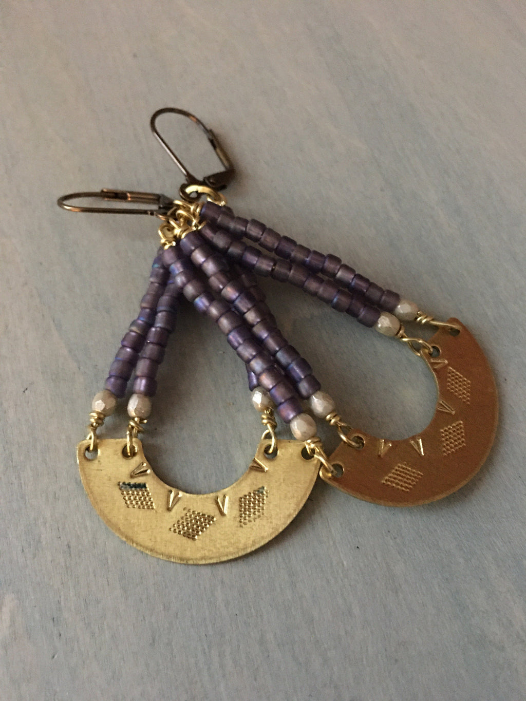 Santa Fe sunset earrings-dusty purple/ cream