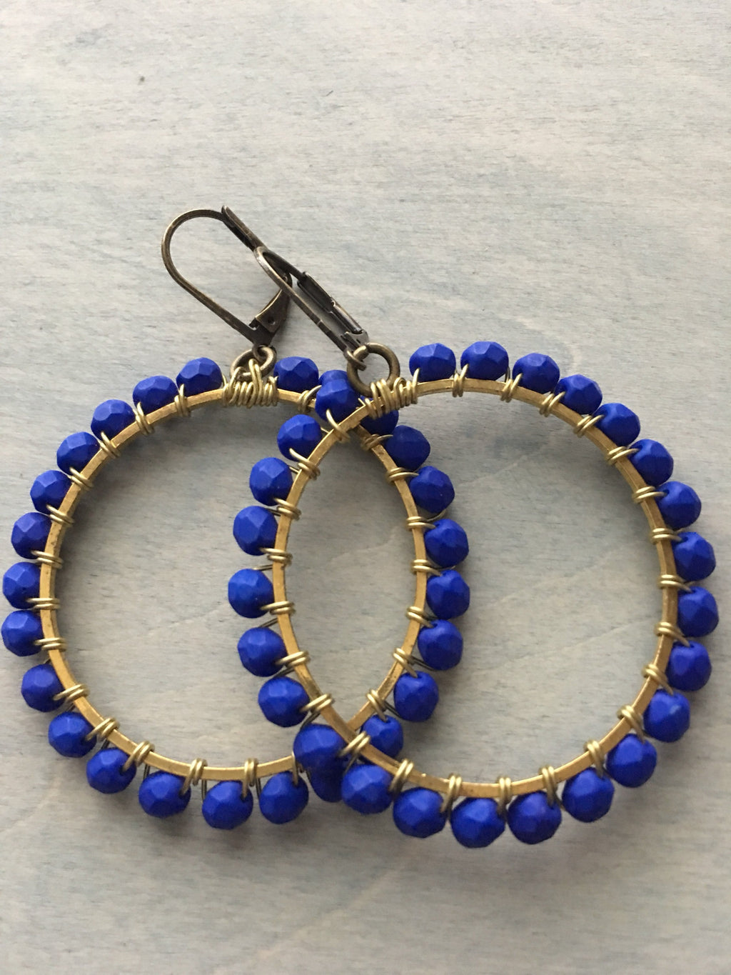 Indigo blue hoop earrings