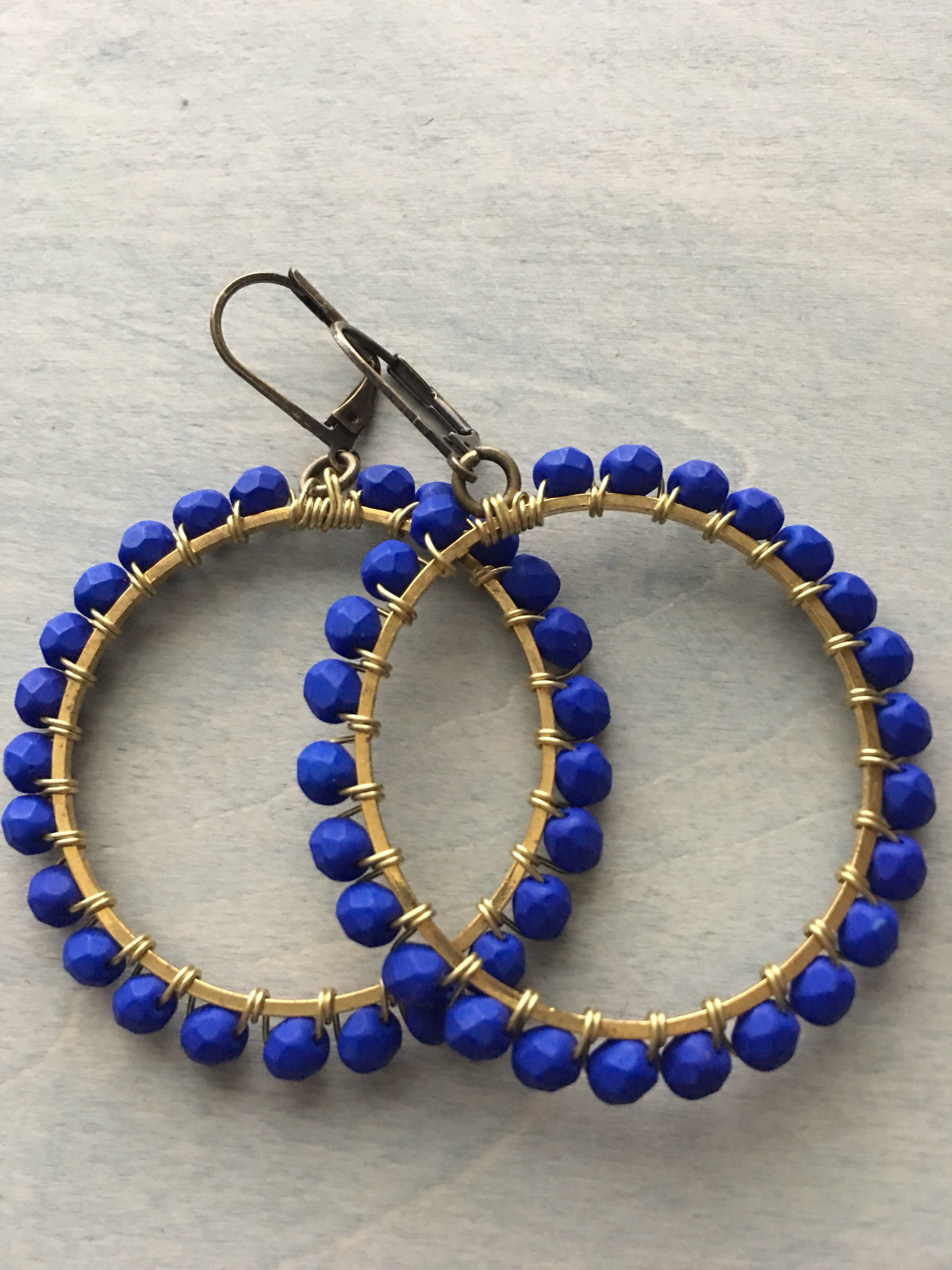 Indigo blue hoop earrings