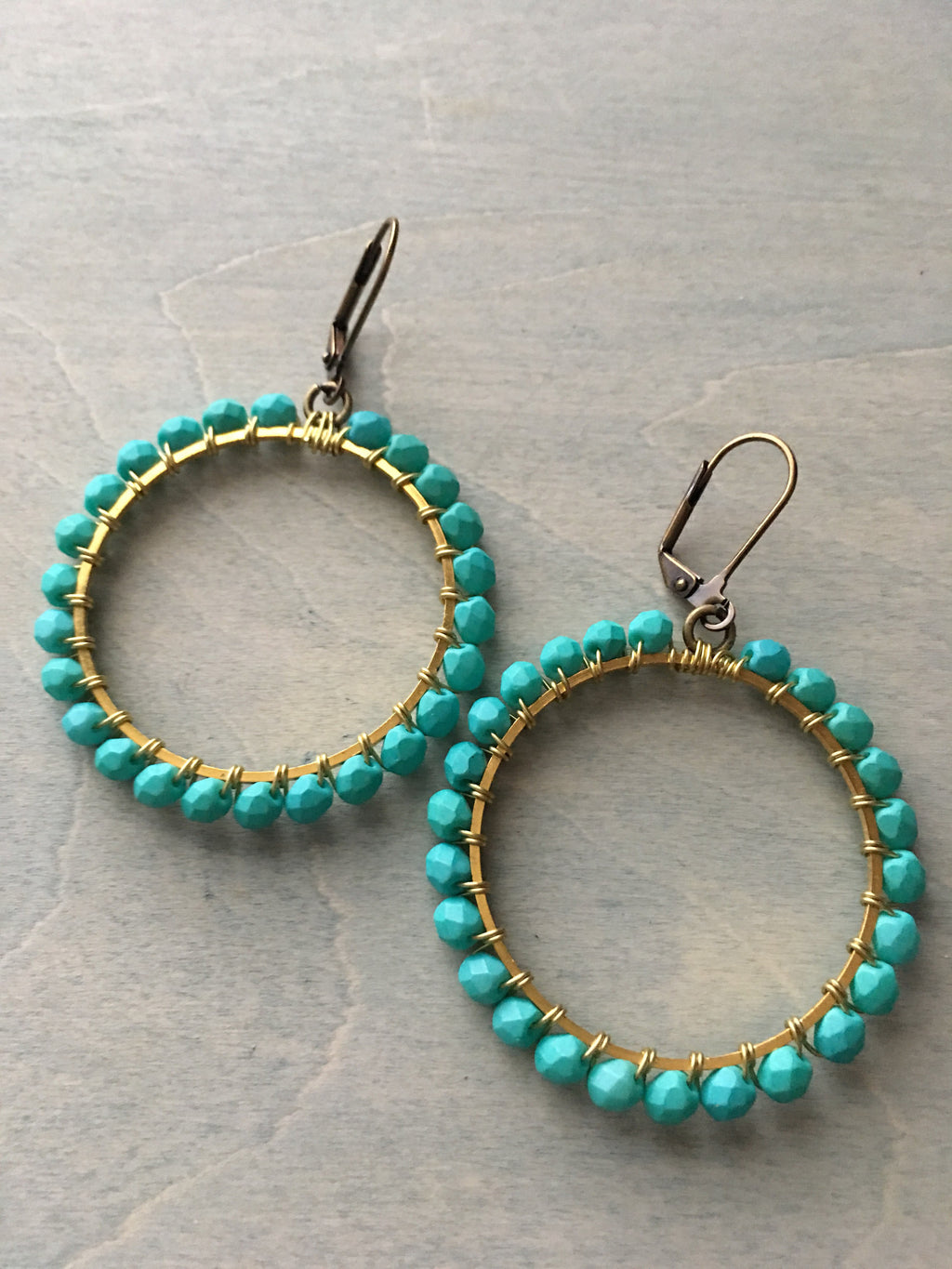 Matte turquoise hoops