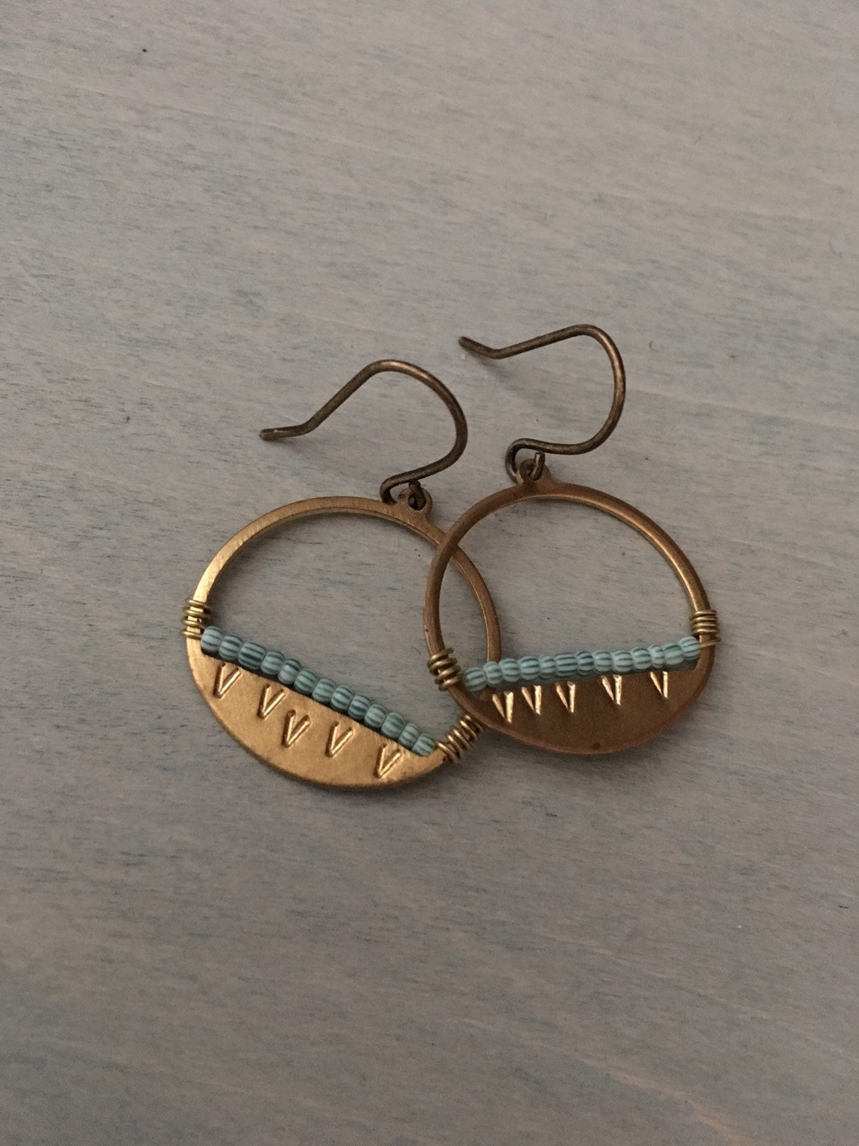 Foggy Mountain Earring/ green striped