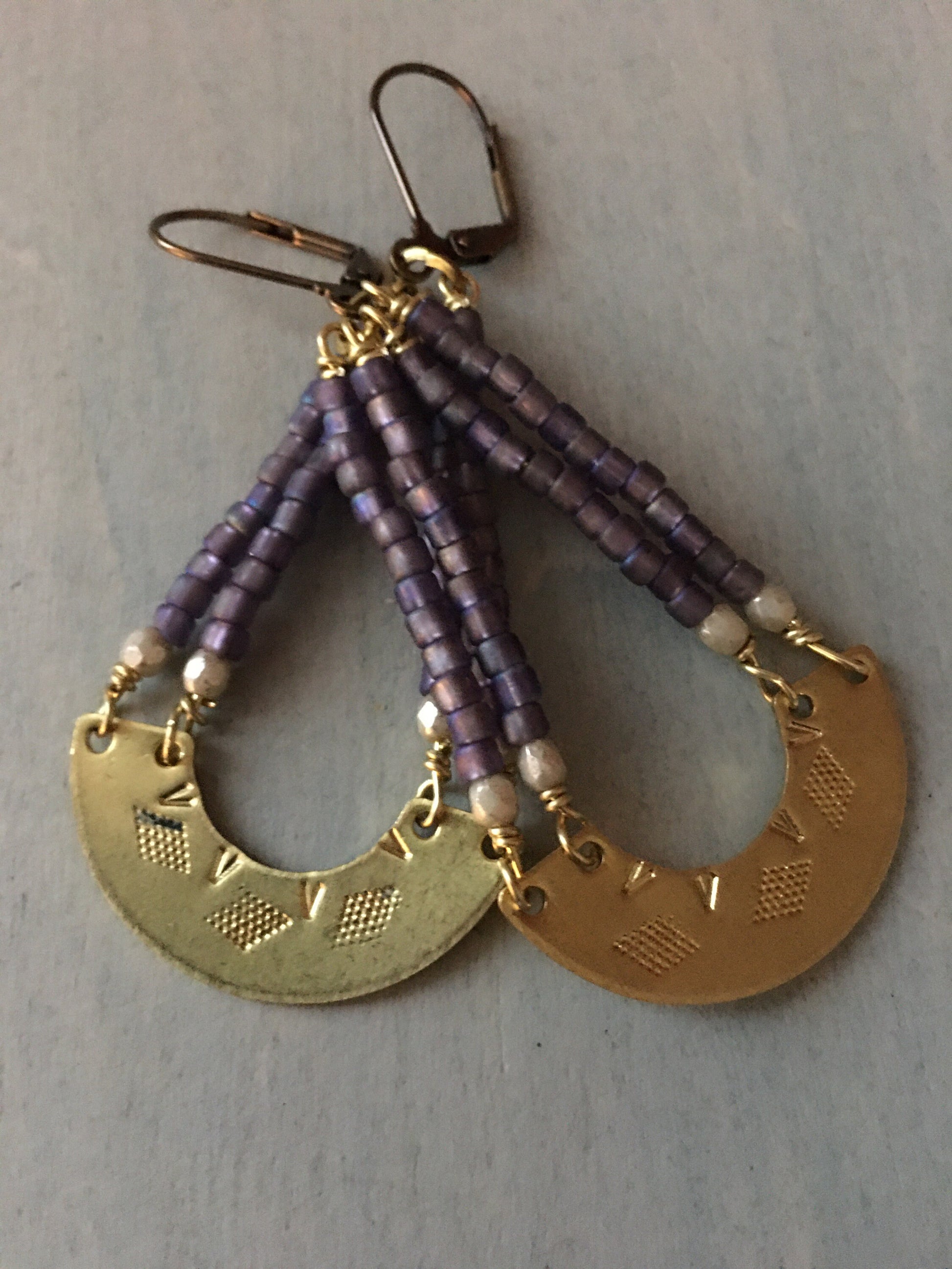 Santa Fe sunset earrings-dusty purple/ cream