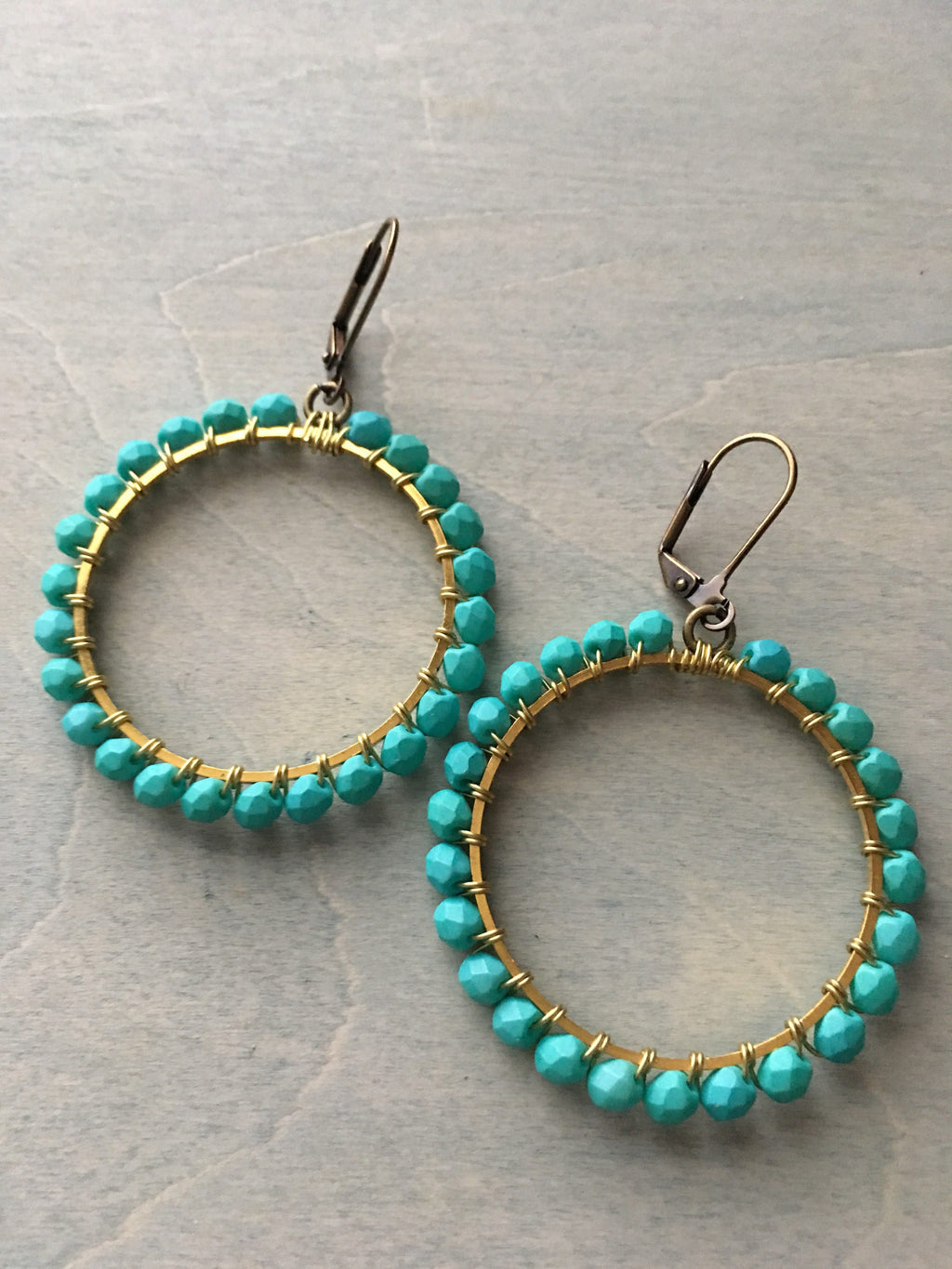 Matte turquoise hoops