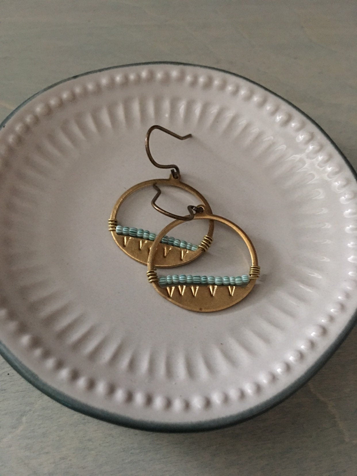 Foggy Mountain Earring/ green striped