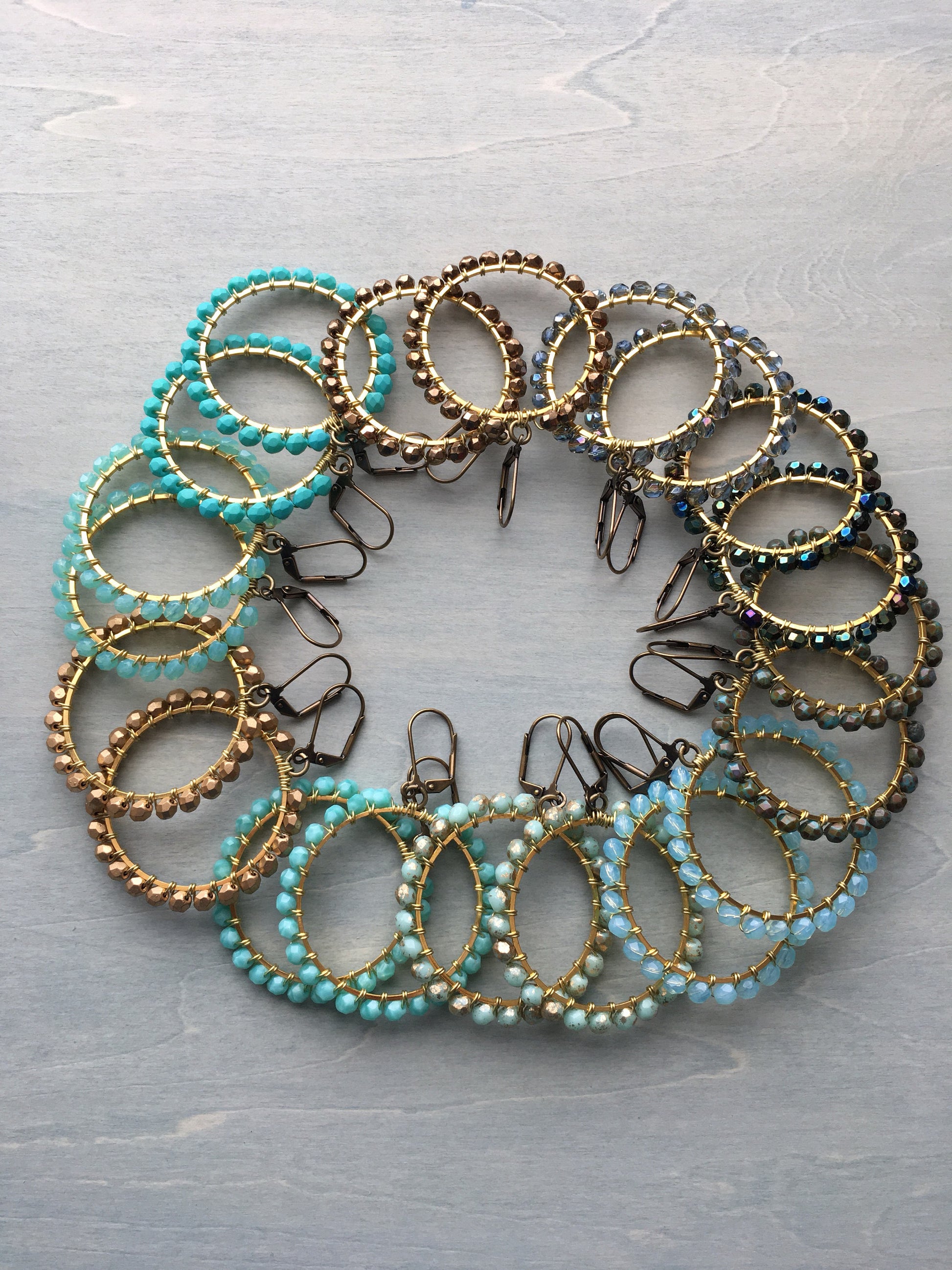 Matte turquoise hoops