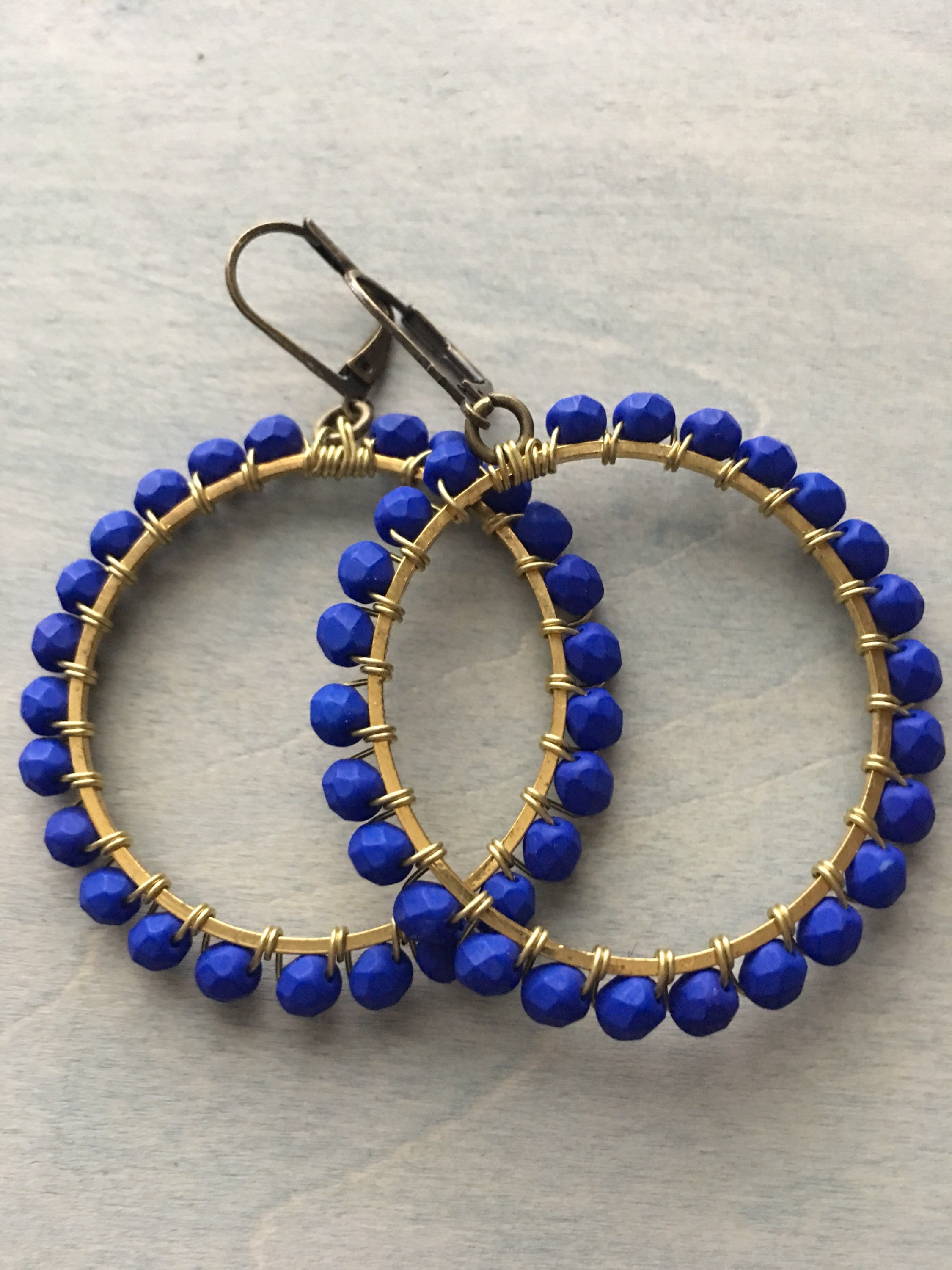 Indigo blue hoop earrings