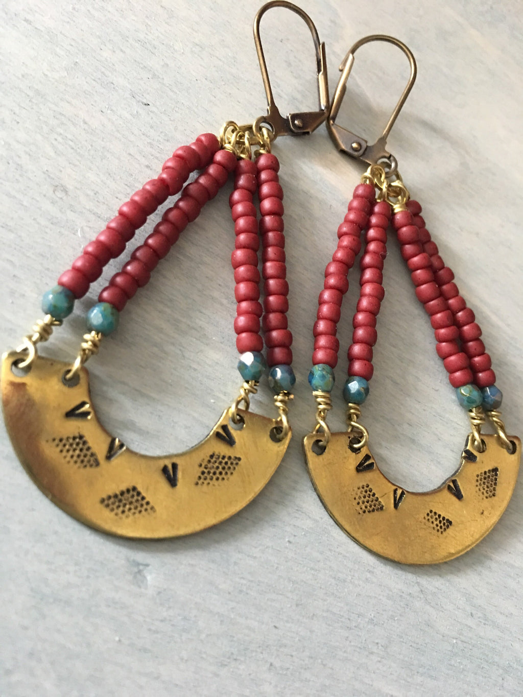 Burgundy /blue  sunsrise earrings