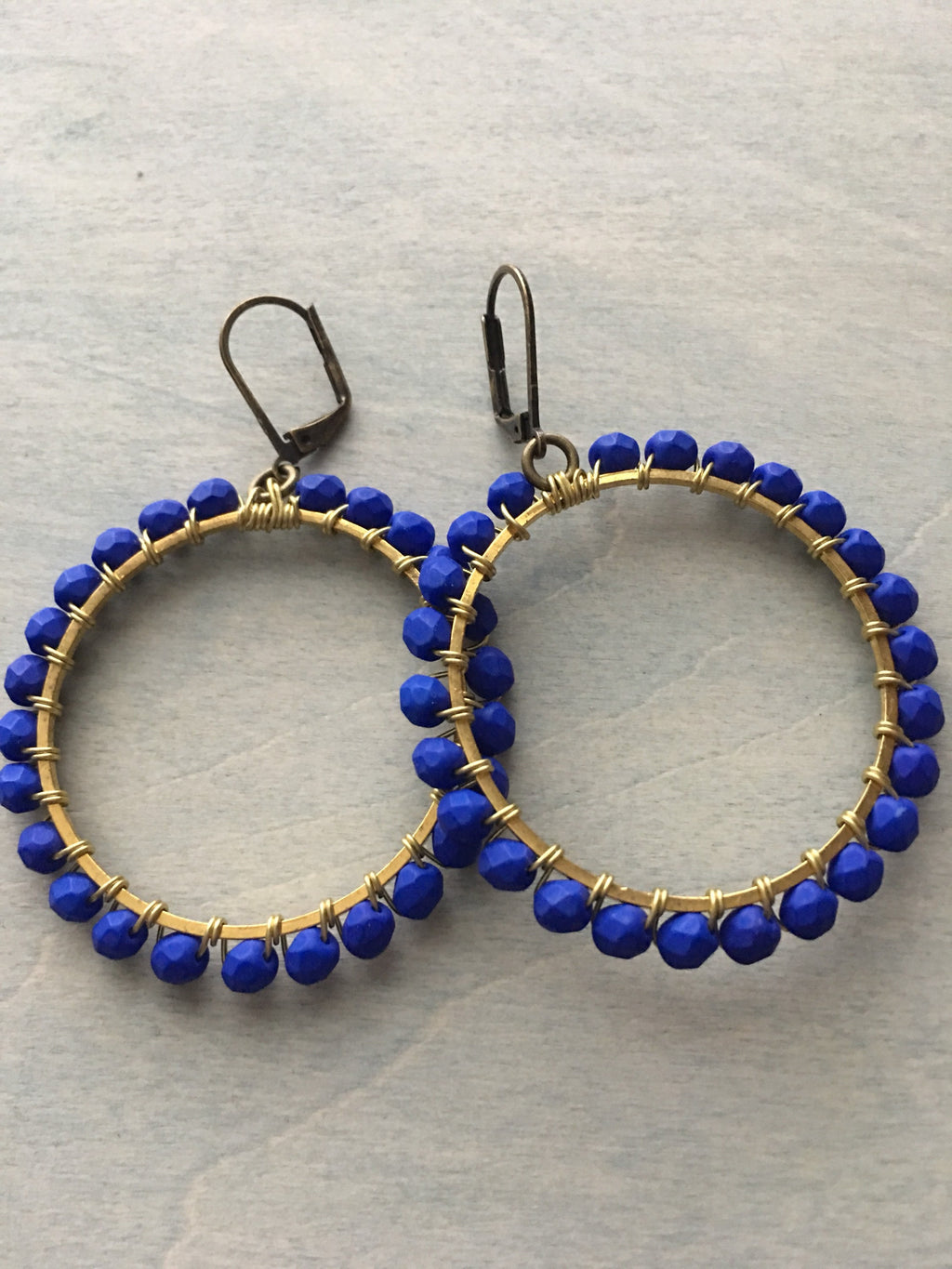 Indigo blue hoop earrings