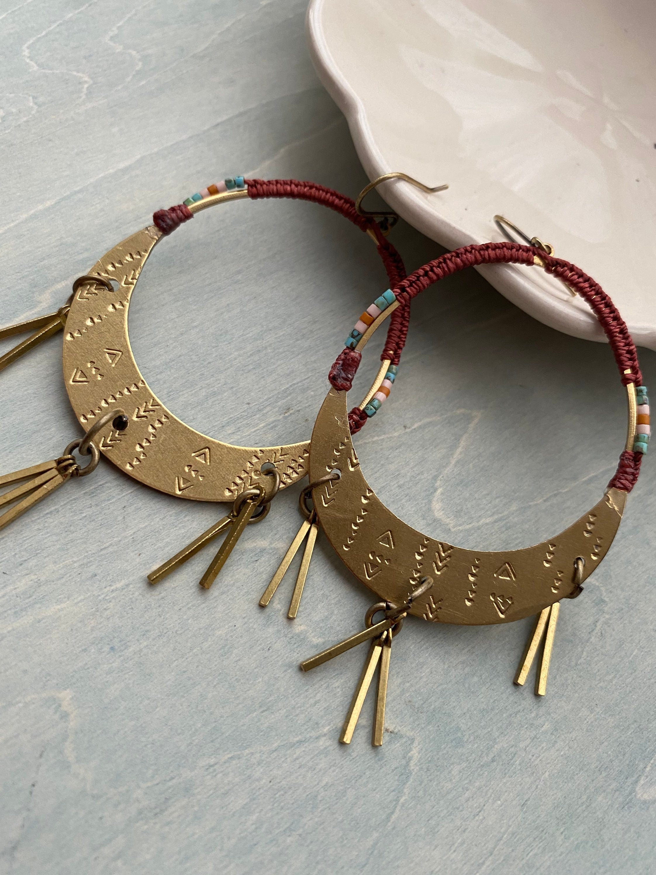 Fierce women earrings/ rust