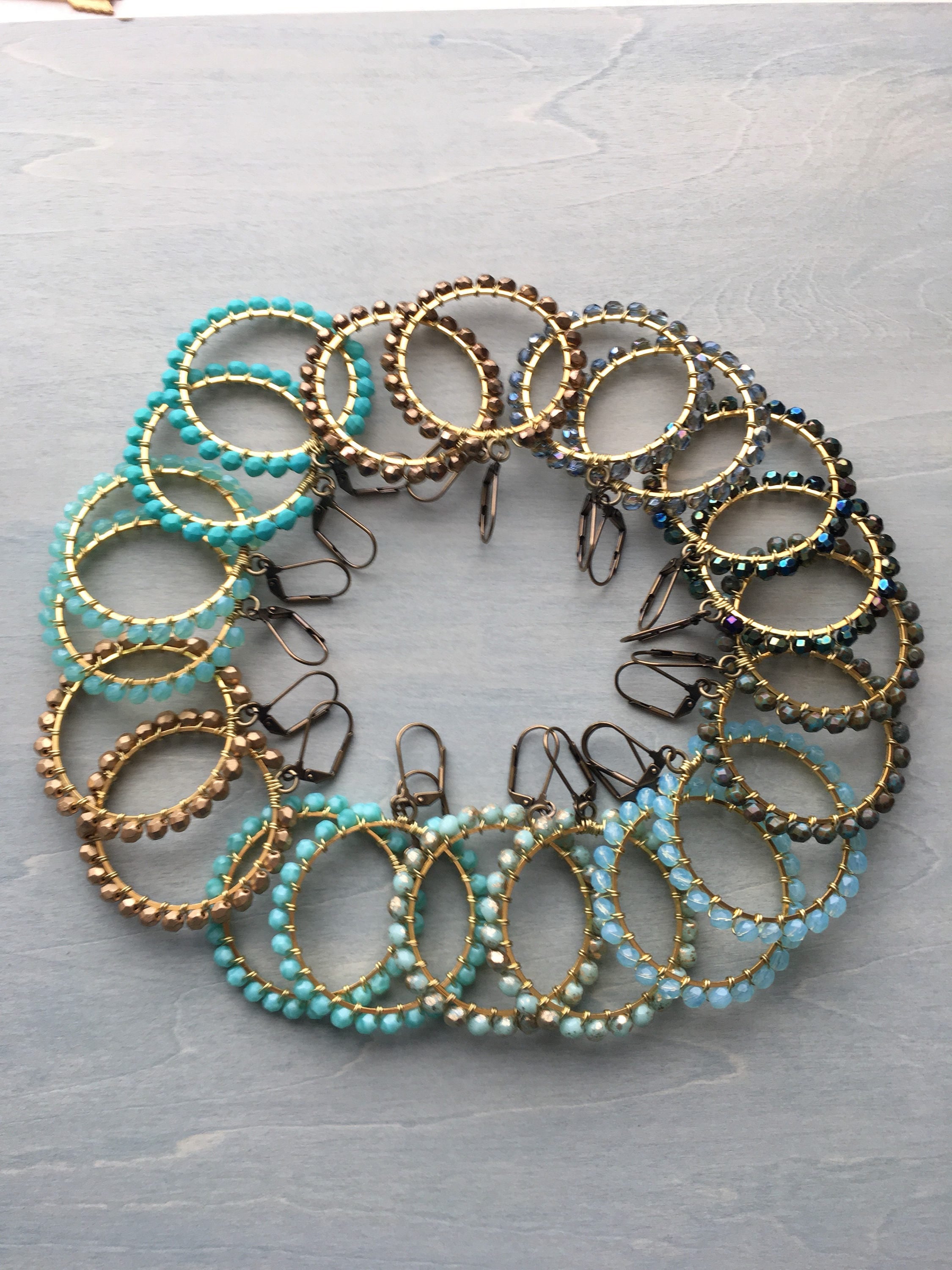 Turquoise drop hoops dangle earrings