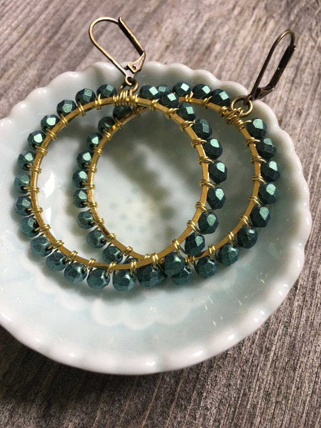 Green mermaid  hoops
