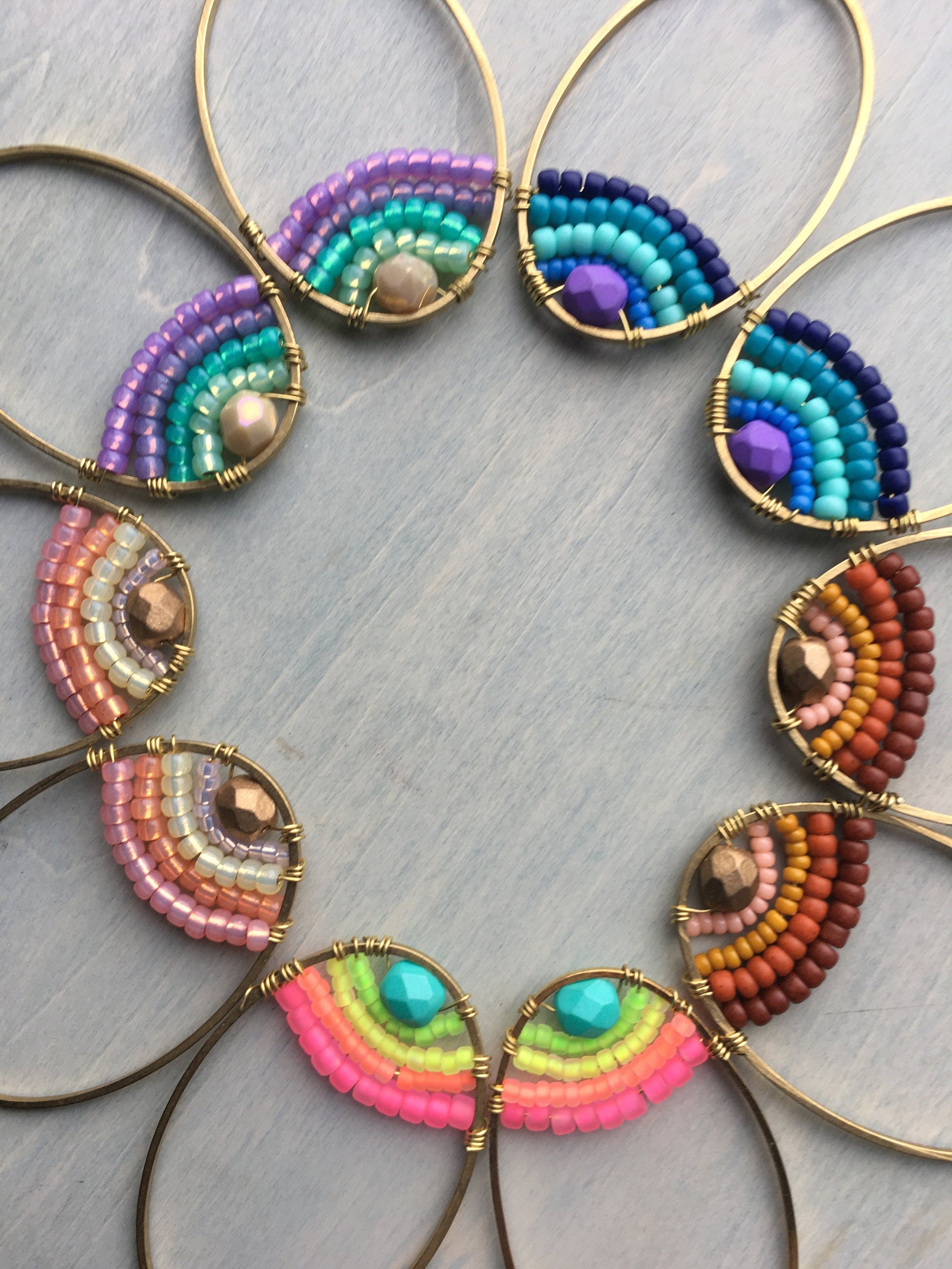 Ark rainbow earrings -navy/purple/ turquoise/teal