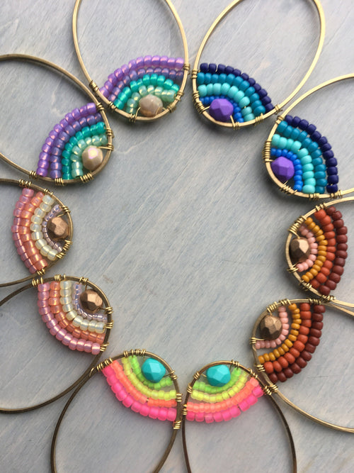 Ark rainbow earrings -navy/purple/ turquoise/teal