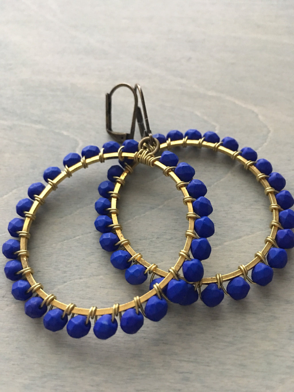 Indigo blue hoop earrings