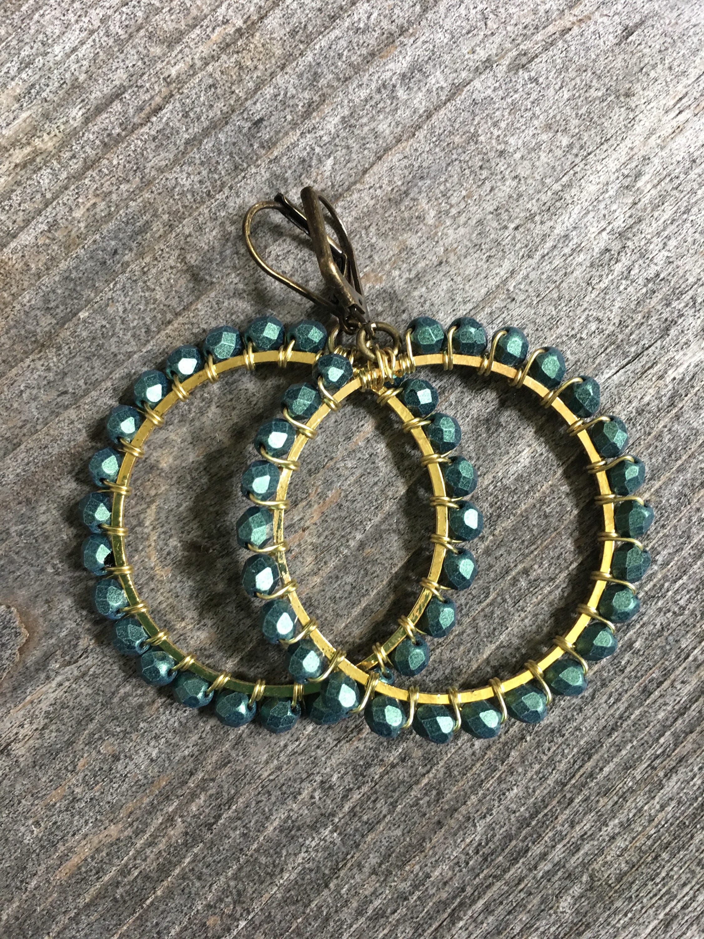 Green mermaid  hoops
