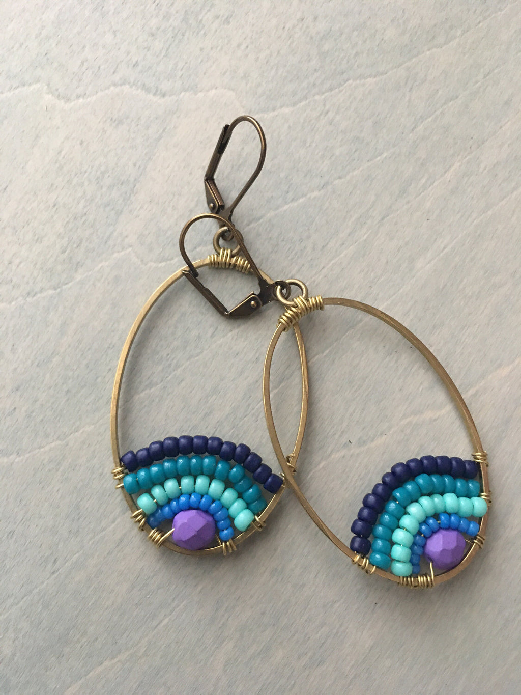 Ark rainbow earrings -navy/purple/ turquoise/teal