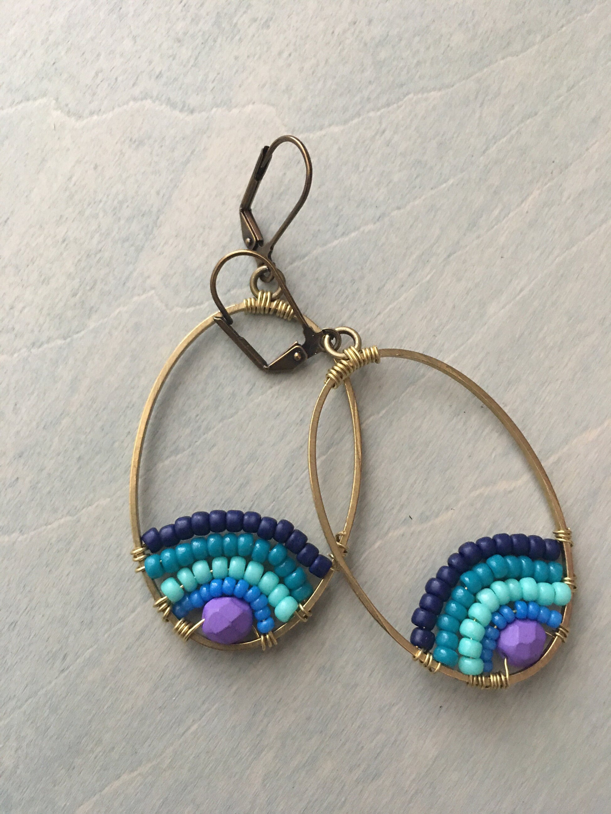 Ark rainbow earrings -navy/purple/ turquoise/teal